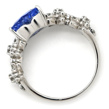 ポンテヴェキオ Ponte Vecchio ホワイトゴールド K18WG ダイヤモンド サファイア リング 指輪 Au750 18K 18金 パヴェ ダイヤ サファイア ハート フラワーモチーフ 10号