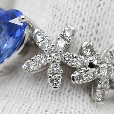 ポンテヴェキオ Ponte Vecchio ホワイトゴールド K18WG ダイヤモンド サファイア リング 指輪 Au750 18K 18金 パヴェ ダイヤ サファイア ハート フラワーモチーフ 10号