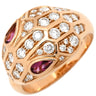 ブルガリ BVLGARI セルペンティ ピンクゴールド K18PG ダイヤモンド ルベライト リング 指輪 750Au 18K スネーク ダイヤ 14号