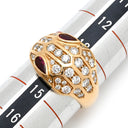 ブルガリ BVLGARI セルペンティ ピンクゴールド K18PG ダイヤモンド ルベライト リング 指輪 750Au 18K スネーク ダイヤ 14号