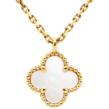 ヴァンクリーフアーペル Van Cleef & Arpels スウィート アルハンブラ ペンダント VCARF69100 パールホワイトXイエローゴールド K18YG マザーオブパール ネックレス 白 Au750 18K