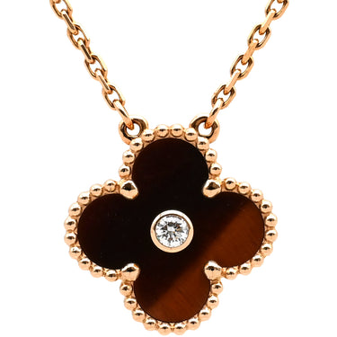 ヴァンクリーフアーペル Van Cleef & Arpels ヴィンテージ アルハンブラ ペンダント VCARPOMV00 ブラウンXローズゴールド K18PG ダイヤモンド ブルズアイ ネックレス Au750 2017年ホリデー