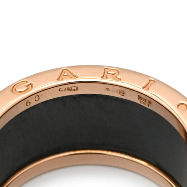ブルガリ BVLGARI ビーゼロワン B-zero1 4バンドリング ピンクゴールド×ブラック K18PG セラミック #60 リング 指輪 黒 750PG 18金 19.5号
