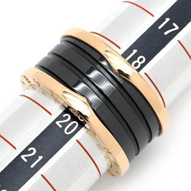 ブルガリ BVLGARI ビーゼロワン B-zero1 4バンドリング ピンクゴールド×ブラック K18PG セラミック #60 リング 指輪 黒 750PG 18金 19.5号