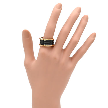 ブルガリ BVLGARI ビーゼロワン B-zero1 4バンドリング ピンクゴールド×ブラック K18PG セラミック #60 リング 指輪 黒 750PG 18金 19.5号