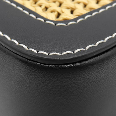 マイケルコース Michael Kors ジェットセット クロスボディ ラージ 35S4GTTC3W ブラック×ナチュラル レザー ポリプロピレン ショルダーバッグ ゴールド金具 黒 かごバッグ