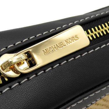 マイケルコース Michael Kors ジェットセット クロスボディ ラージ 35S4GTTC3W ブラック×ナチュラル レザー ポリプロピレン ショルダーバッグ ゴールド金具 黒 かごバッグ
