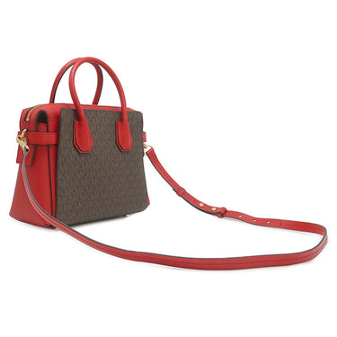 マイケルコース Michael Kors MERCER ベルテッド サッチェル スモール 30S9GM9S1B レッド×ブラウン PVC レザー 2WAYバッグ ゴールド金具 パドックチャーム