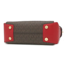 マイケルコース Michael Kors MERCER ベルテッド サッチェル スモール 30S9GM9S1B レッド×ブラウン PVC レザー 2WAYバッグ ゴールド金具 パドックチャーム