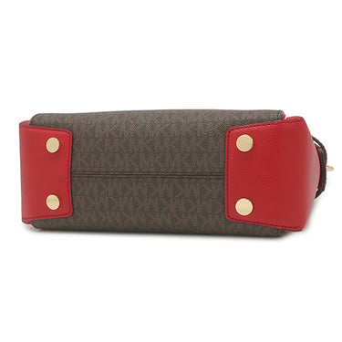 マイケルコース Michael Kors MERCER ベルテッド サッチェル スモール 30S9GM9S1B レッド×ブラウン PVC レザー 2WAYバッグ ゴールド金具 パドックチャーム
