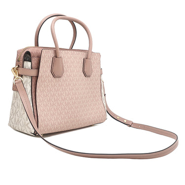 マイケルコース Michael Kors Mercer ミディアム カラーブロック ロゴ ベルト付きサッチェル 30S0GM9S2V ピンク×ホワイト PVC レザー 2WAYバッグ ゴールド金具