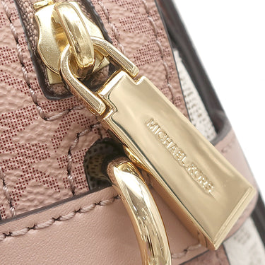 マイケルコース Michael Kors Mercer ミディアム カラーブロック ロゴ ベルト付きサッチェル 30S0GM9S2V ピンク×ホワイト PVC レザー 2WAYバッグ ゴールド金具