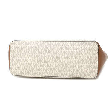 マイケルコース Michael Kors シャーロット ラージ トップジップ トート 35T0GCFT3B バニラ PVC レザー トートバッグ ゴールド金具 白 茶 MKシグネチャー