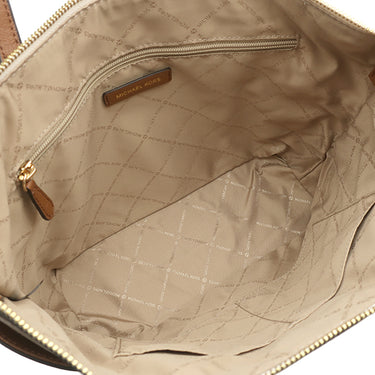 マイケルコース Michael Kors シャーロット ラージ トップジップ トート 35T0GCFT3B バニラ PVC レザー トートバッグ ゴールド金具 白 茶 MKシグネチャー