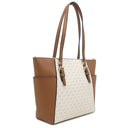 マイケルコース Michael Kors シャーロット ラージ トップジップ トート 35T0GCFT3B バニラ PVC レザー トートバッグ ゴールド金具 白 茶 MKシグネチャー