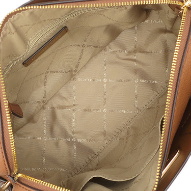マイケルコース Michael Kors MERCER トップジップ ベルテッド サッチェル スモール 35F2GM9S1B ブラウン PVC レザー 2WAYバッグ ゴールド金具 茶