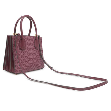 マイケルコース Michael Kors MERCER アコーディオン メッセンジャー ミディアム 30F1GM9M6B ボルドー PVC レザー 2WAYバッグ ゴールド金具