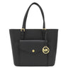 マイケルコース Michael Kors ジェットセット ミディアム ポケット トート 30S0GTTT6L ブラック レザー トートバッグ ゴールド金具 黒 MKロゴ