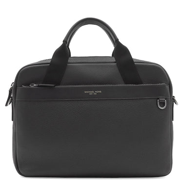 マイケルコース Michael Kors グレイソン スリム ペブルドレザー ブリーフケース 33S9MGYA2L ブラック レザー ビジネスバッグ シルバー金具 黒 A4サイズ