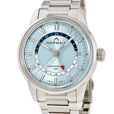腕時計 ノルケイン NORQAIN フリーダム60 GMT 40mm アイスブルー NN2100SG/IA211/201SG 自動巻き メンズ 新品同様 デイト 水色