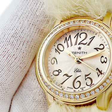 腕時計 ゼニス ZENITH ベビースター エリート 23.1220.67 自動巻き レディース K18YG無垢 純正ダイヤ ギョウシェ アラビア