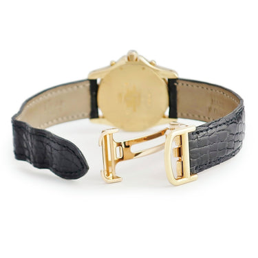 腕時計 カルティエ Cartier サントス ロンド クロノグラフ WM400151 クオーツ レディース K18YG無垢 純正ダイヤ 青針 ローマン