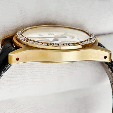 腕時計 カルティエ Cartier サントス ロンド クロノグラフ WM400151 クオーツ レディース K18YG無垢 純正ダイヤ 青針 ローマン