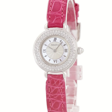 腕時計 オーデマピゲ AUDEMARS PIGUET ラウンド ドレスウォッチ クオーツ レディース OH済 K18WG無垢 純正ダイヤ シェル ギョウシェ