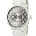 腕時計 ルイヴィトン LOUIS VUITTON タンブール スリム モノグラム エクリプス Q1DM0Z クオーツ メンズ グレー デイト アラビア