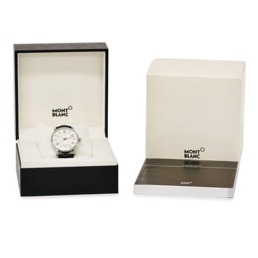 腕時計 モンブラン Montblanc 4810シリーズ MB114841 自動巻き メンズ 新品同様 デイト ギョウシェ バー ローマン シルバー