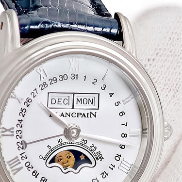 腕時計 ブランパン BLANCPAIN ヴィルレ ムーンフェイズ 6395-1127A-55 自動巻き レディース OH済 ホワイト 白 トリプルカレンダー