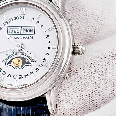 腕時計 ブランパン BLANCPAIN ヴィルレ ムーンフェイズ 6395-1127A-55 自動巻き レディース OH済 ホワイト 白 トリプルカレンダー