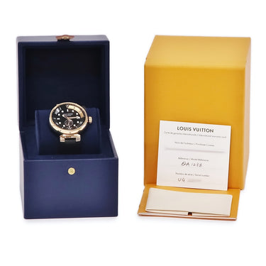 腕時計 ルイヴィトン LOUIS VUITTON タンブール ストリート ダイバー ブラックブレイズ QA123Z 自動巻き メンズ K18PG×SS コンビ 黒