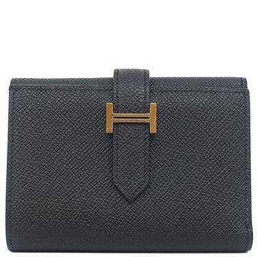エルメス HERMES ベアン コンビネ ブラック ヴォーエプソン 三つ折り財布 ゴールド金具 黒