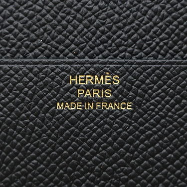 エルメス HERMES ベアン コンビネ ブラック ヴォーエプソン 三つ折り財布 ゴールド金具 黒