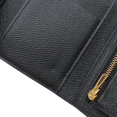 エルメス HERMES ベアン コンビネ ブラック ヴォーエプソン 三つ折り財布 ゴールド金具 黒