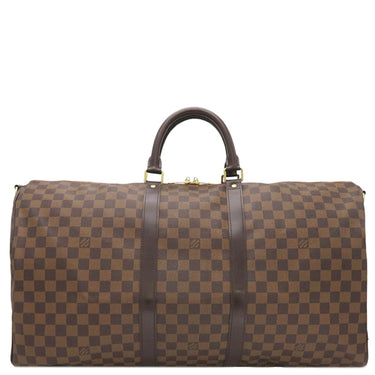 ルイヴィトン LOUIS VUITTON キーポル バンドリエール 55 N41414 ダミエエベヌ ダミエキャンバス ボストンバッグ ゴールド金具 茶 鍵・パドロック欠品