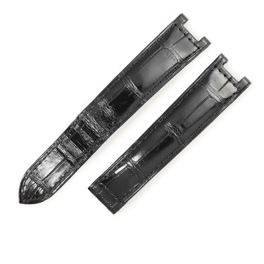 カルティエ Cartier 純正 パシャ用 クロコバンド ブラック クロコダイル 腕時計パーツ 替え ベルト 本革 予備 18ｍｍ ブラック 黒 シャイニー Dバックル用