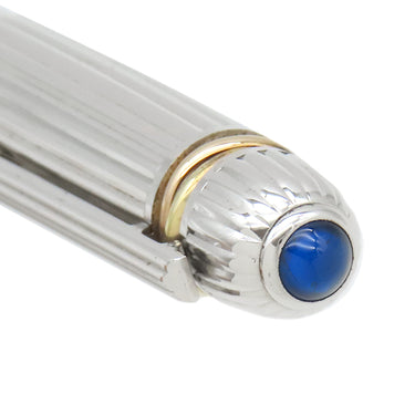 カルティエ Cartier パシャ ドゥ カルティエ 1989 シルバー メタル 万年筆 ブルーカボション トリニティライン K18ペン先 インク切れ