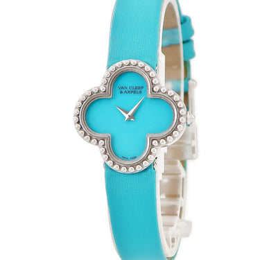 腕時計 ヴァンクリーフアーペル Van Cleef & Arpels ヴィンテージ アルハンブラ 336574 クオーツ レディース メーカーOH済 K18WG無垢 ターコイズ