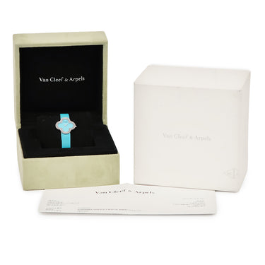 腕時計 ヴァンクリーフアーペル Van Cleef & Arpels ヴィンテージ アルハンブラ 336574 クオーツ レディース メーカーOH済 K18WG無垢 ターコイズ