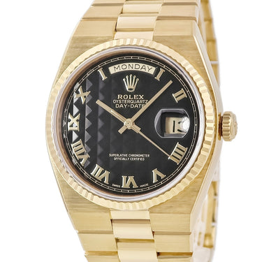 腕時計 ロレックス ROLEX オイスタークォーツ デイデイト 19018 80番 クオーツ メンズ メーカーOH済 80番台 K18YG無垢 ピラミッド文字盤