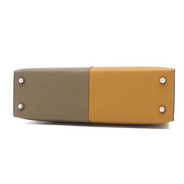 エルメス HERMES ミニケリードゥ カザック 外縫い エトゥープ×セサミ ヴォーエプソン 2WAYバッグ シルバー金具 グレージュ 茶