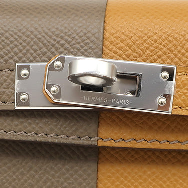 エルメス HERMES ミニケリードゥ カザック 外縫い エトゥープ×セサミ ヴォーエプソン 2WAYバッグ シルバー金具 グレージュ 茶