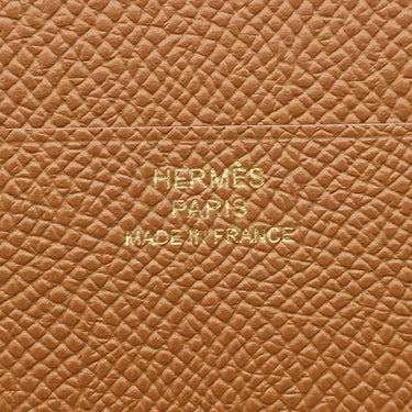 エルメス HERMES ベアン コンビネ ゴールド ヴォーエプソン 三つ折り財布 ゴールド金具 茶