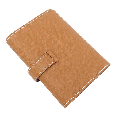 エルメス HERMES ベアン コンビネ ゴールド ヴォーエプソン 三つ折り財布 ゴールド金具 茶
