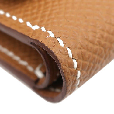 エルメス HERMES ベアン コンビネ ゴールド ヴォーエプソン 三つ折り財布 ゴールド金具 茶