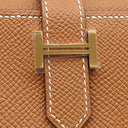 エルメス HERMES ベアン コンビネ ゴールド ヴォーエプソン 三つ折り財布 ゴールド金具 茶