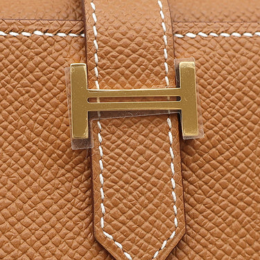 エルメス HERMES ベアン コンビネ ゴールド ヴォーエプソン 三つ折り財布 ゴールド金具 茶
