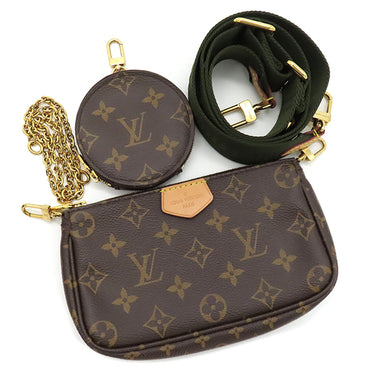 ルイヴィトン LOUIS VUITTON ミュルティ ポシェット アクセソワール M44813 カーキ モノグラムキャンバス ショルダーバッグ ガンメタル金具 ボディバッグ ポーチ